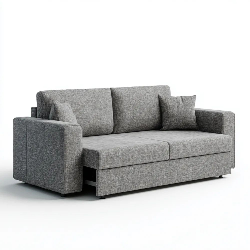 Canapé deux places convertible 140x85x90 cm - Tissu Gris Moderne