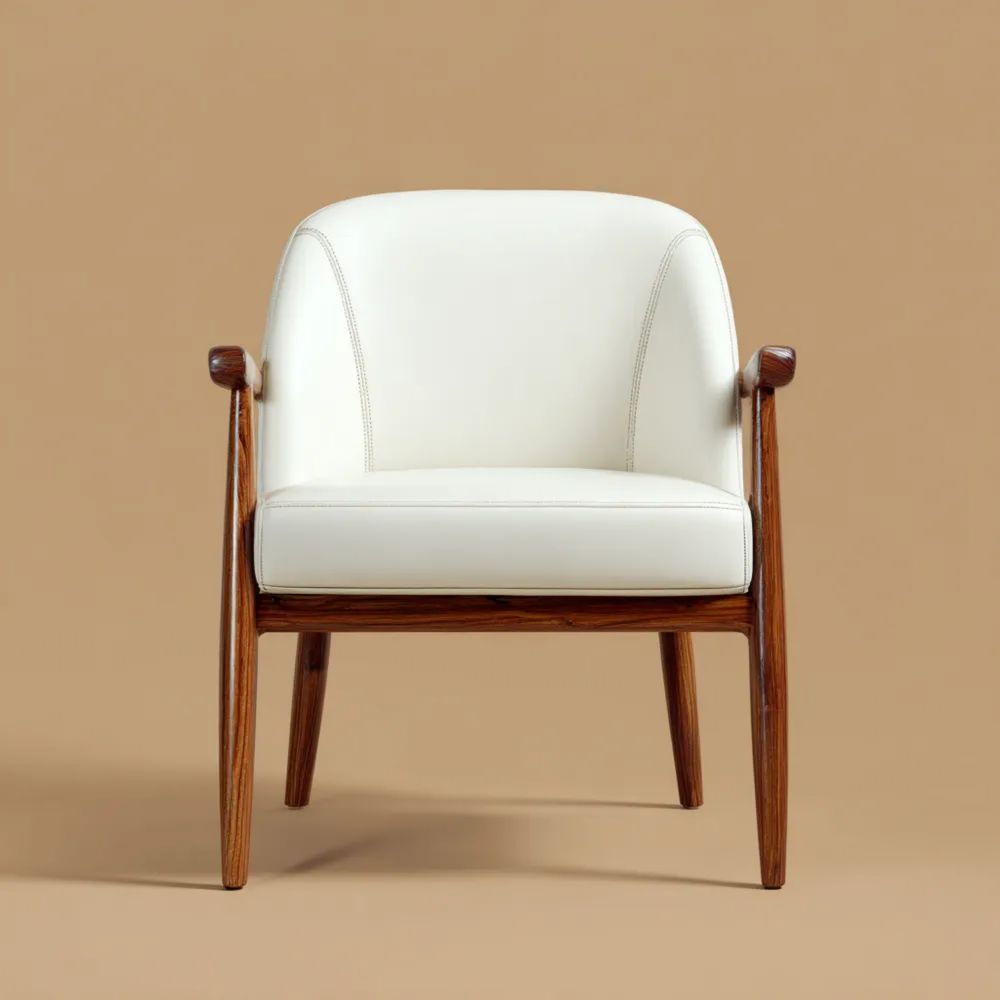 Fauteuil en cuir Blanc 70x60x80 cm - Design classique