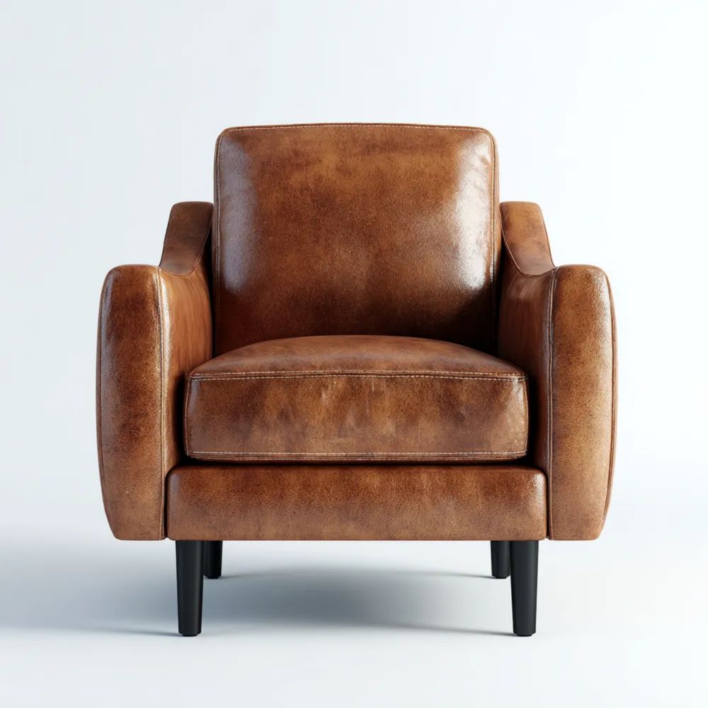 Fauteuil en cuir synthétique 78x85x90 cm - Marron - Style classique