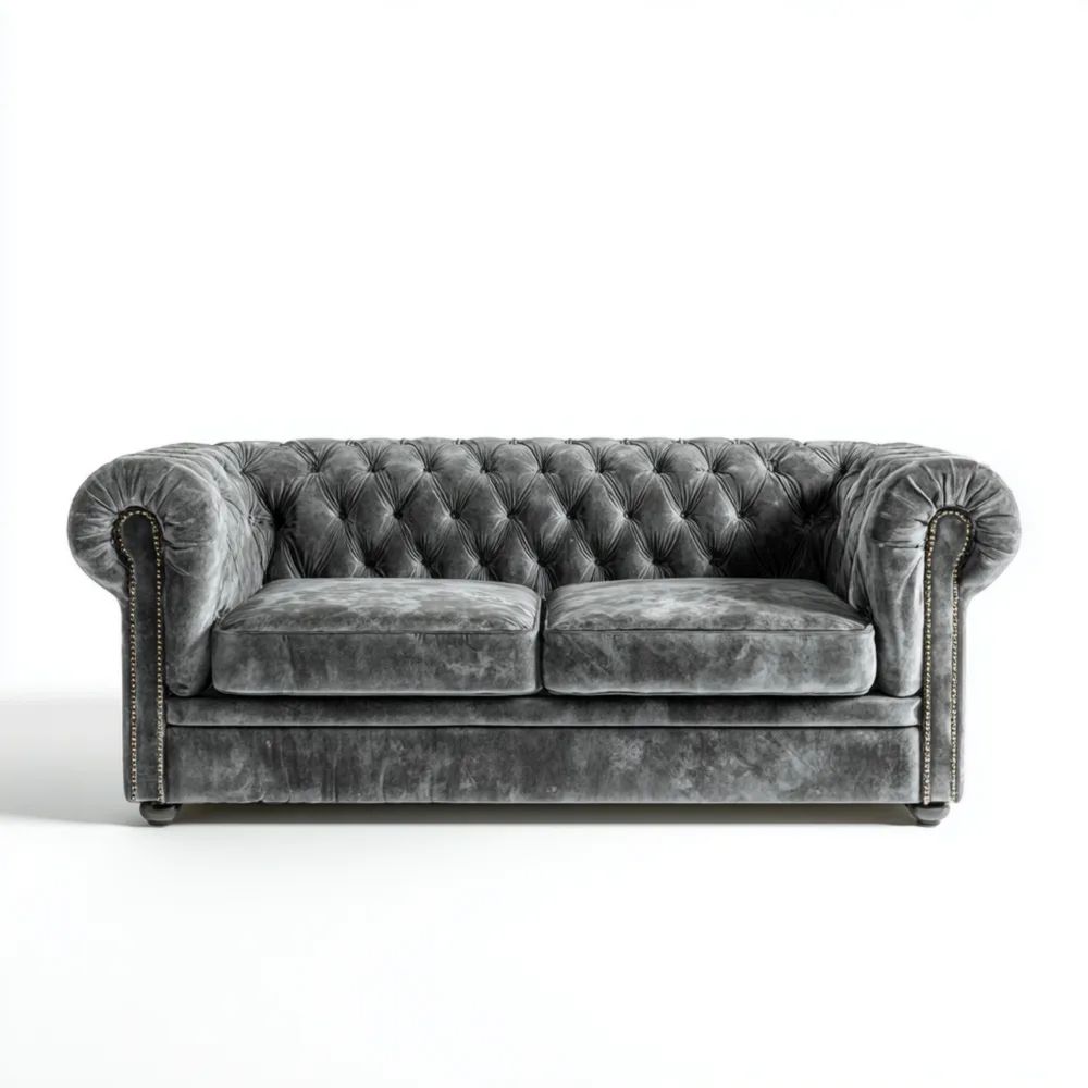 Canapé deux places Velours 180x90x75 cm - Gris Foncé - Design Classique