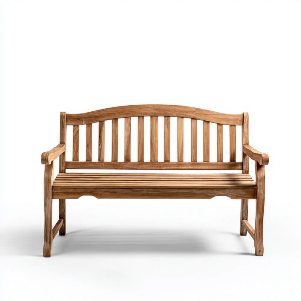 Banc de jardin en teck 150x60x90 cm - Naturel - Design classique