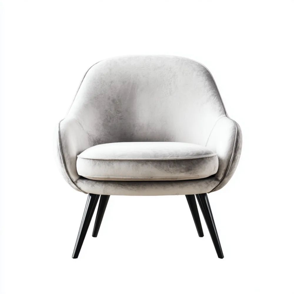 Fauteuil en velours 75x70x80 cm - Gris Argenté - Design Contemporain