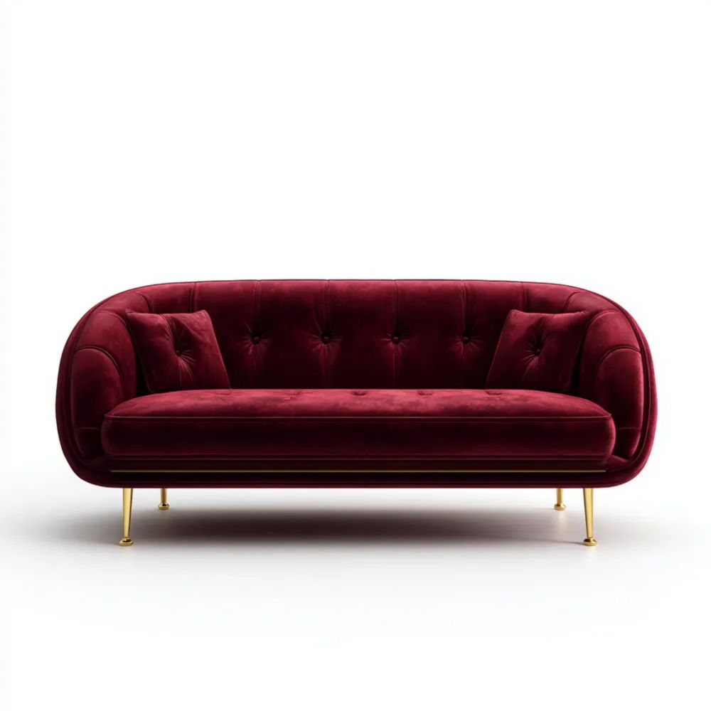 Canapé deux places Velours 160x85x75 cm - Rouge Bordeaux - Design Contemporain