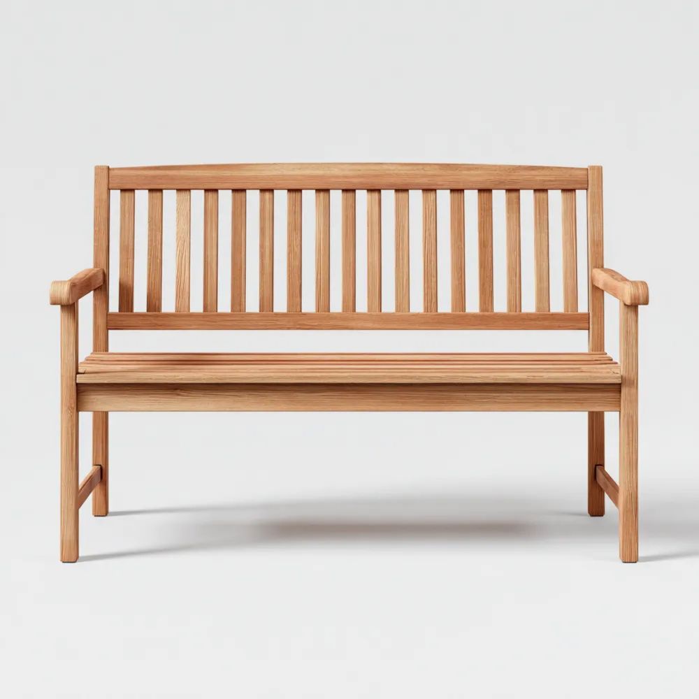 Banc de jardin en bois - 120x60x85 cm - Naturel - Design classique