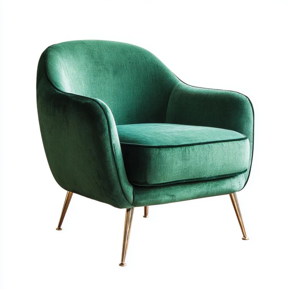 Fauteuil Velours 80x75x85 cm – Vert – Design Moderne
