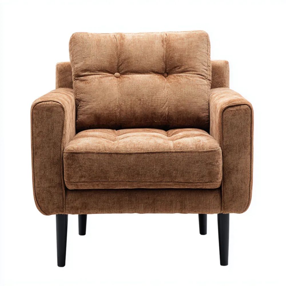 Fauteuil en Tissu Doux 95x85x90 cm - Marron - Design Moderne