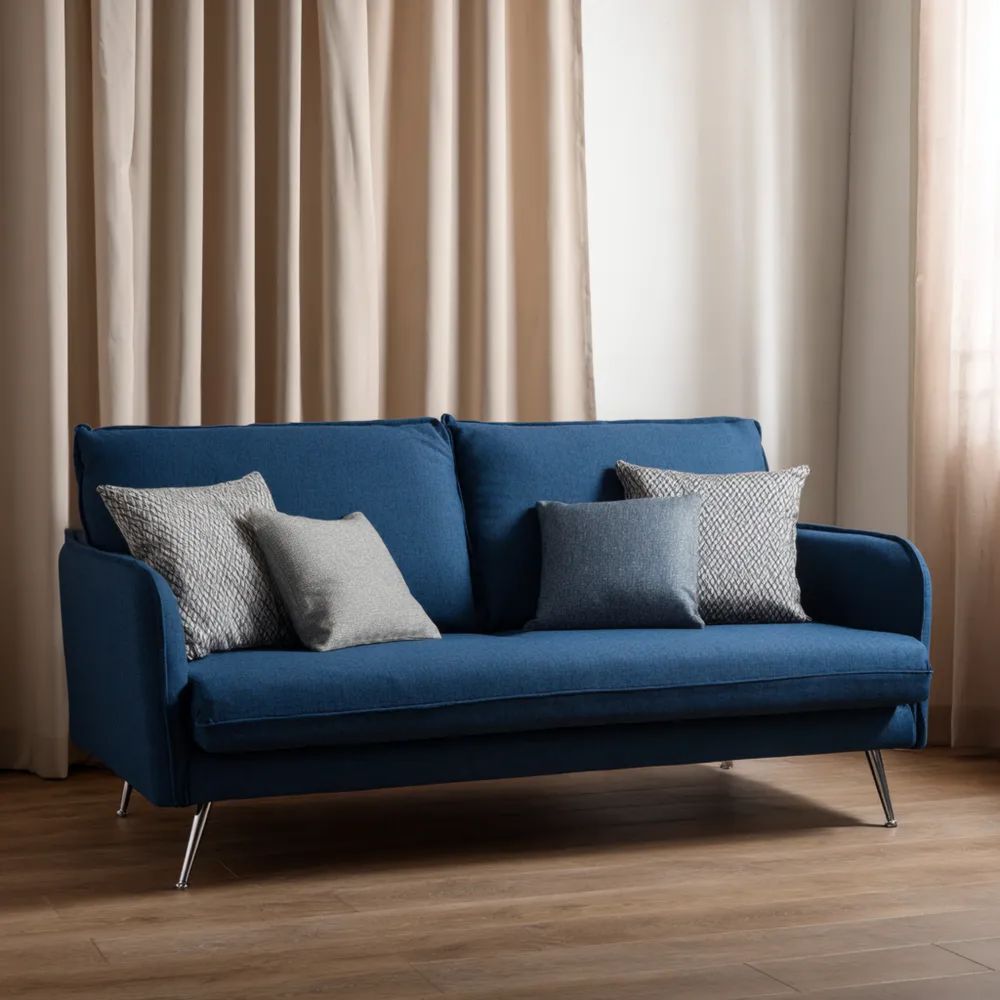 Canapé deux places Tissu 180x90x85 cm – Bleu – Design Contemporain