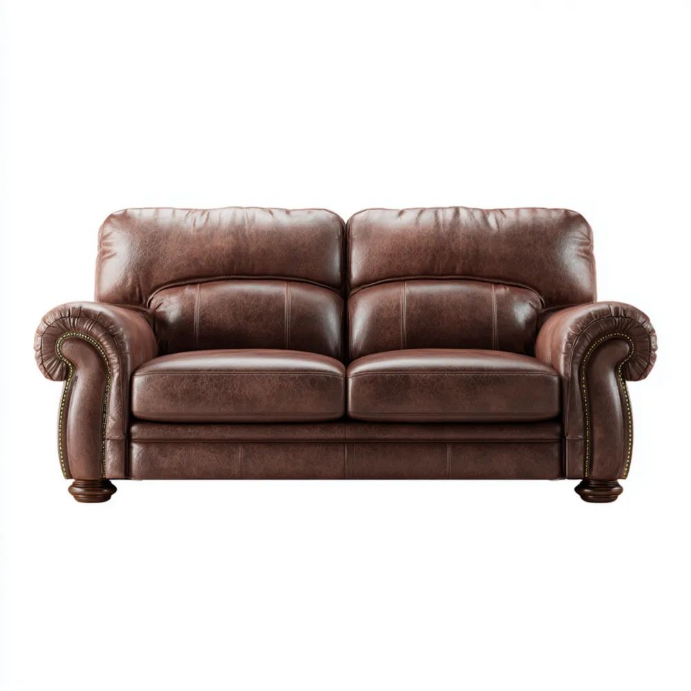 Canapé deux places en cuir 150x85x90 cm - Marron