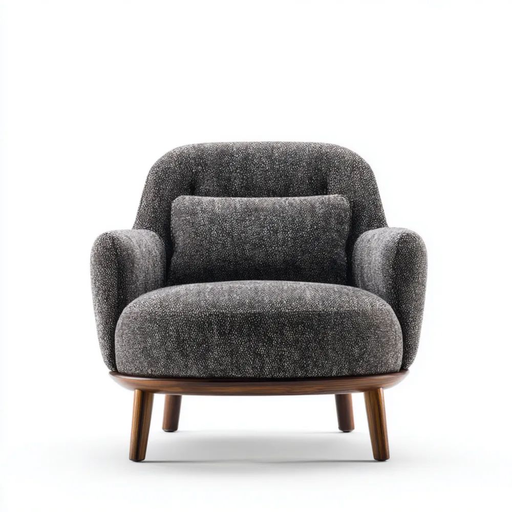 Fauteuil d'appoint en tissu 95x85x90 cm - Gris Charbon - Design contemporain