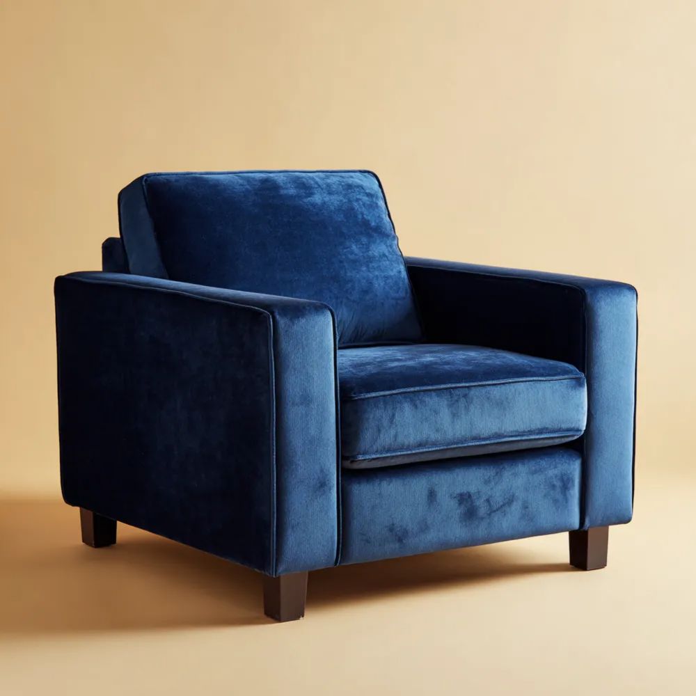Fauteuil Velours Bleu Profond 90x85x85 cm – Design Moderne