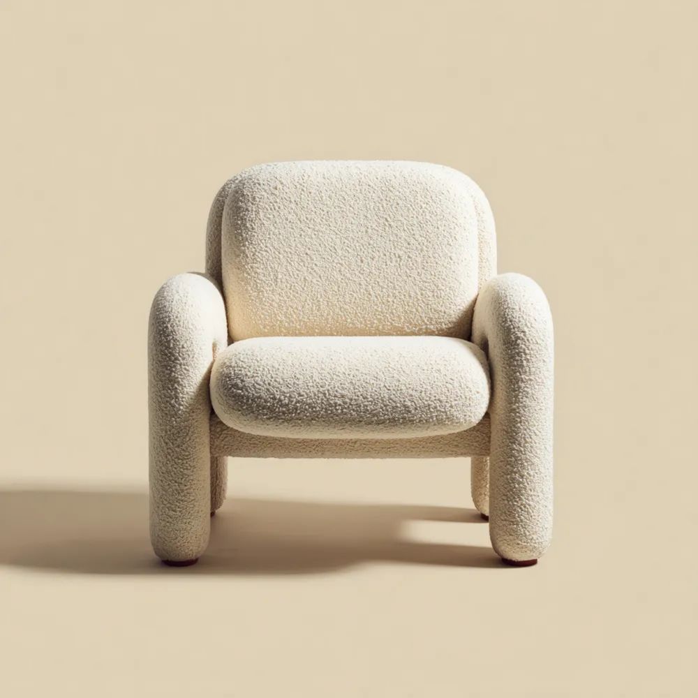 Fauteuil Bouclé 70x75x85 cm – Beige – Design Contemporain