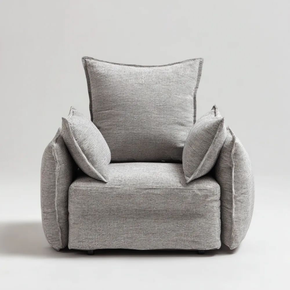 Fauteuil en tissu 85x90x75 cm - Gris Clair - Design Moderne