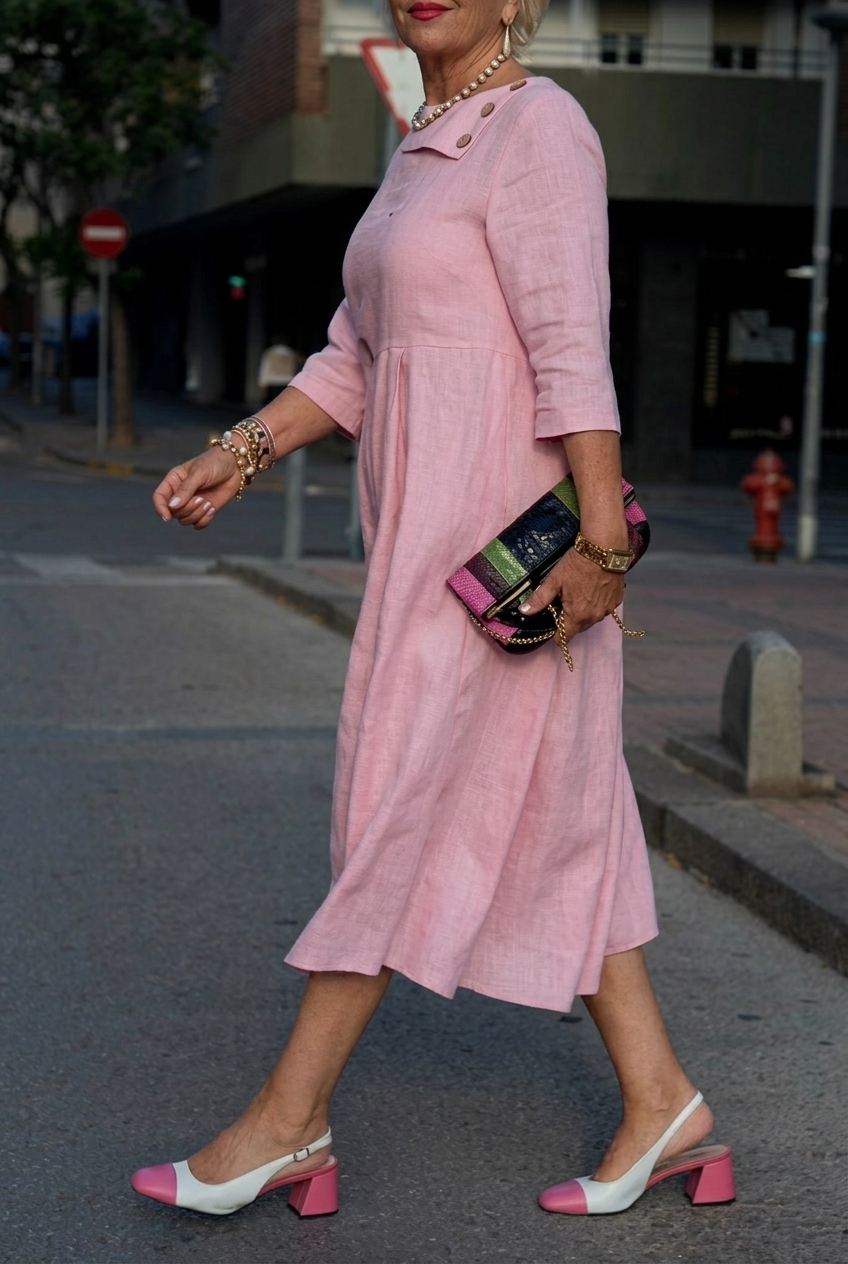 Women Collar Patchwork Elegant Casual Midi Dresses
