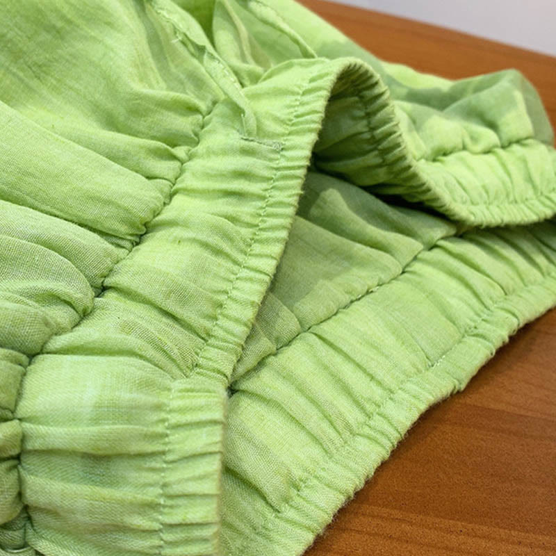 Summer Plain Color Linen Drawstring Pants With Pockets