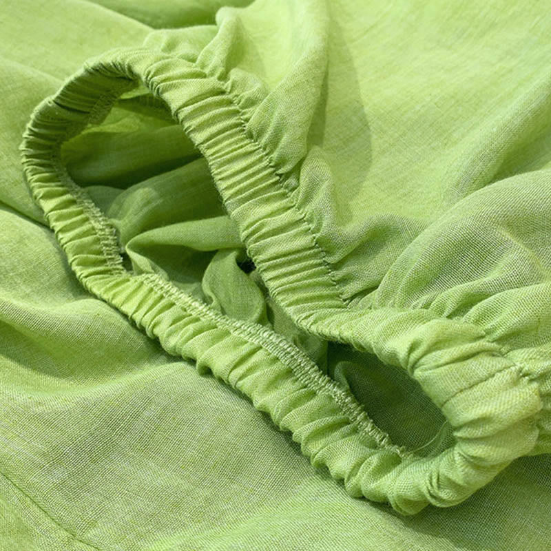 Summer Plain Color Linen Drawstring Pants With Pockets
