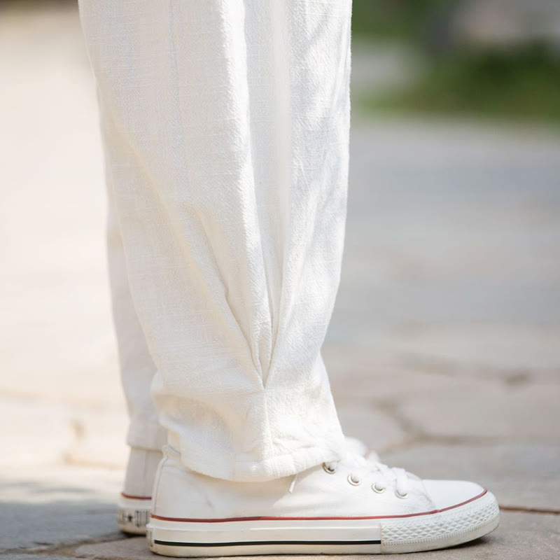 Casual Ramie Linen Cotton Yoga Pants With Pockets