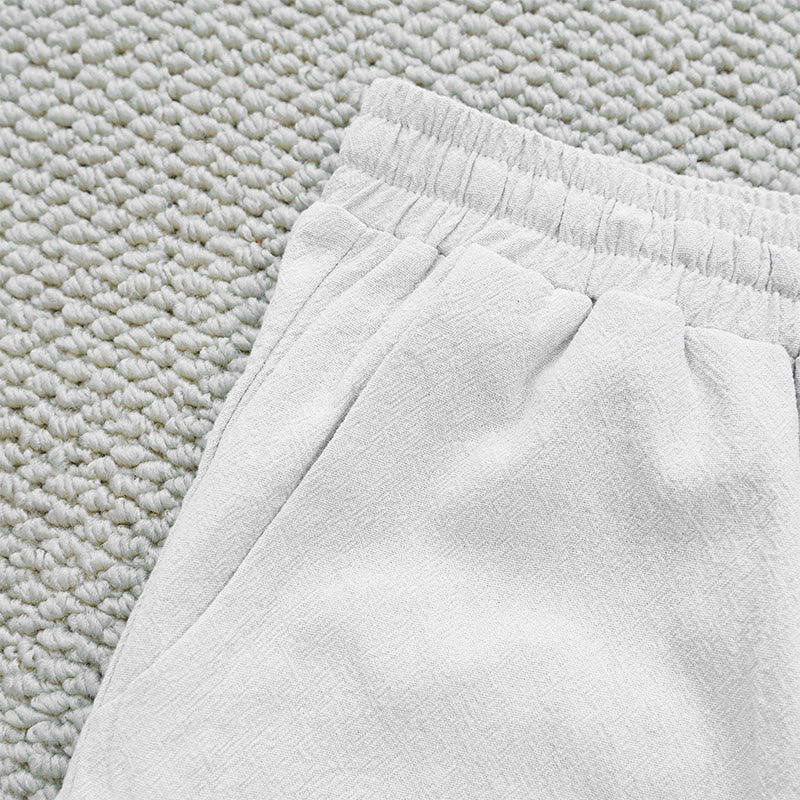 Summer Plain Color Splicing Design Cotton Linen Women's Pants With Pockets