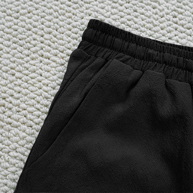 Summer Plain Color Splicing Design Cotton Linen Women's Pants With Pockets