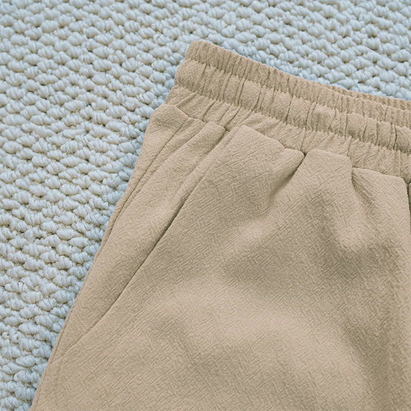 Summer Plain Color Splicing Design Cotton Linen Women's Pants With Pockets