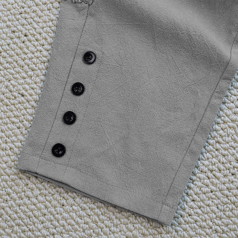 Summer Plain Color Splicing Design Cotton Linen Women's Pants With Pockets