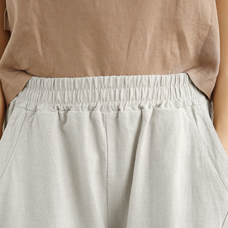 Spring 7-8 Length Solid Color Women's Harem Pants With Pockets