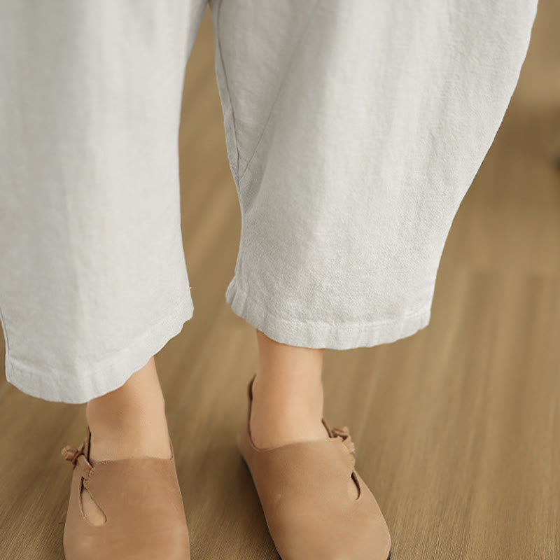 Spring 7-8 Length Solid Color Women's Harem Pants With Pockets