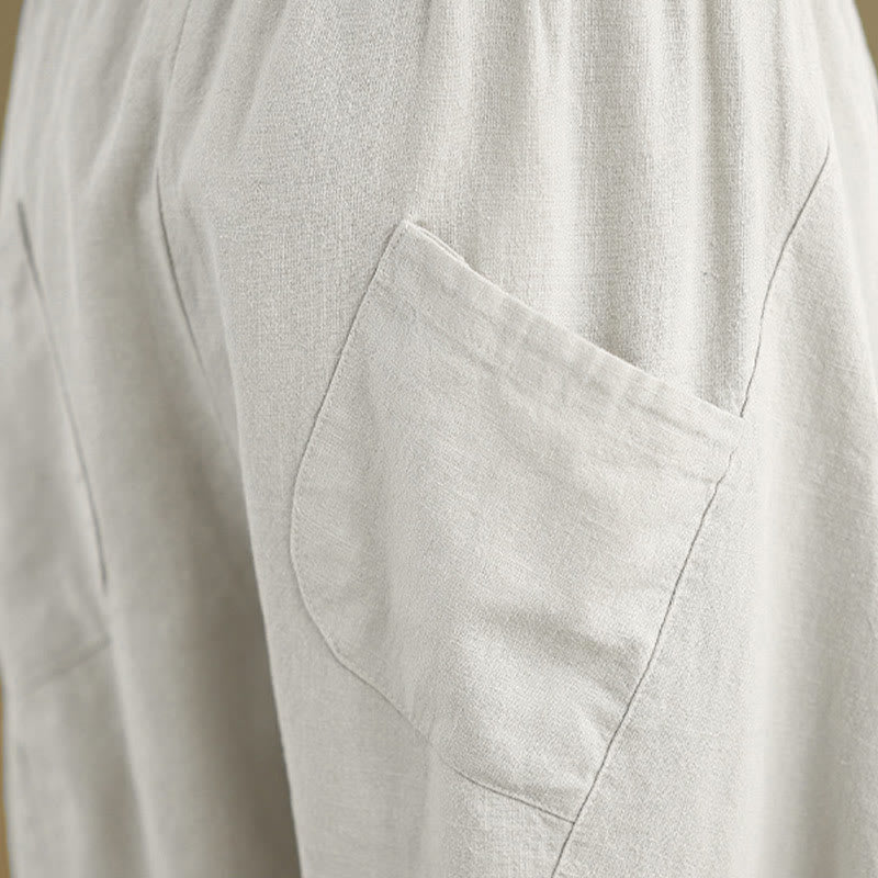 Spring 7-8 Length Solid Color Women's Harem Pants With Pockets