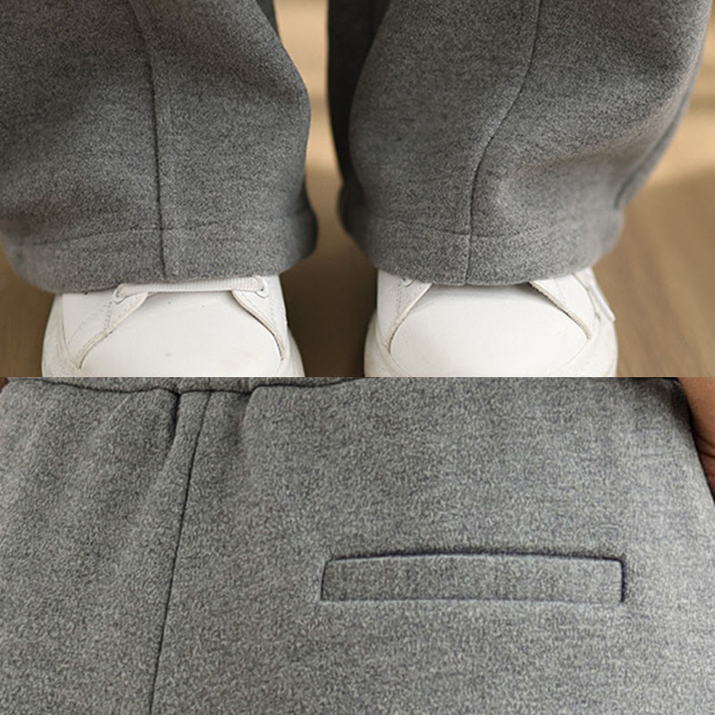 Casual Thickening Women's Polyester Straight Leg Pants With Pockets