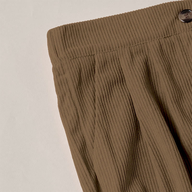 Casual Corduroy Straight-leg Women's Pants With Pockets