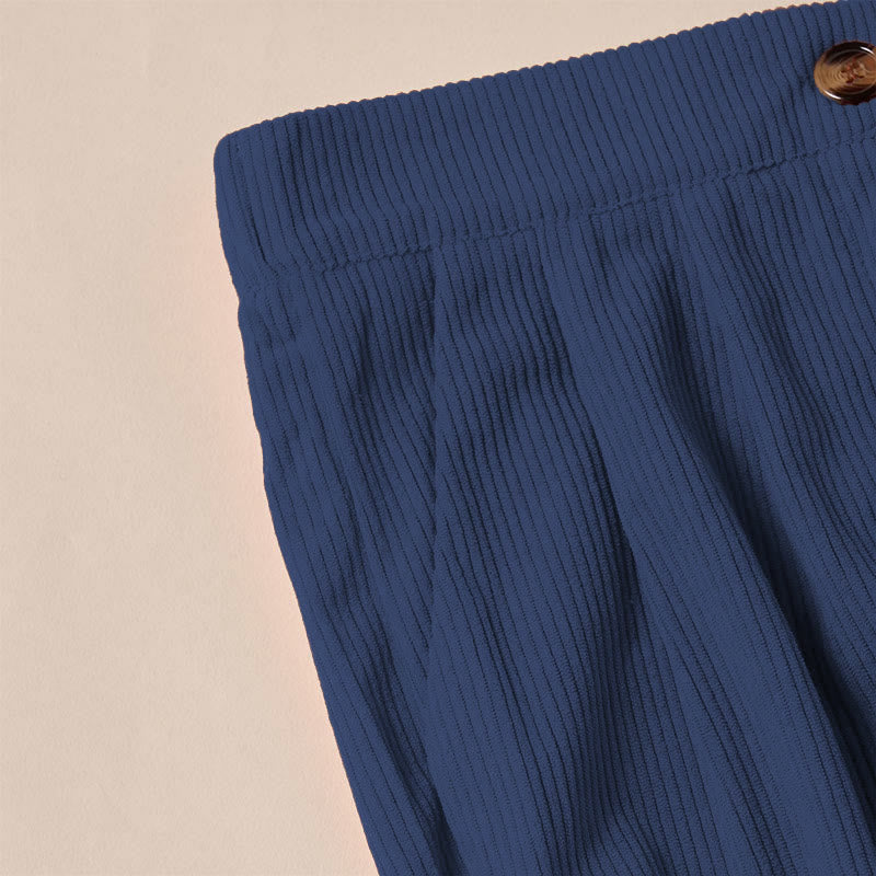 Casual Corduroy Straight-leg Women's Pants With Pockets