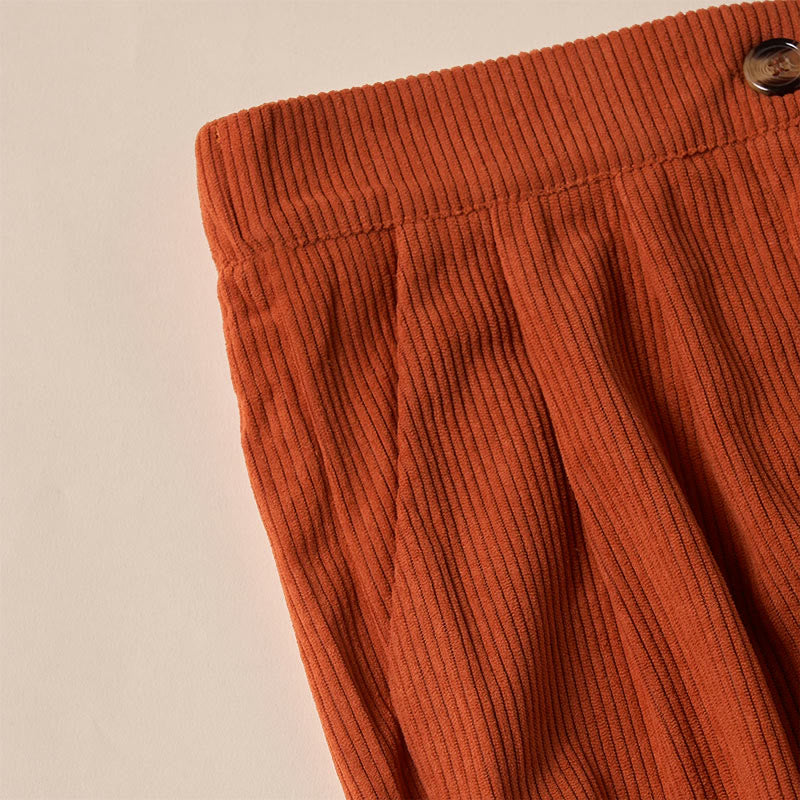 Casual Corduroy Straight-leg Women's Pants With Pockets