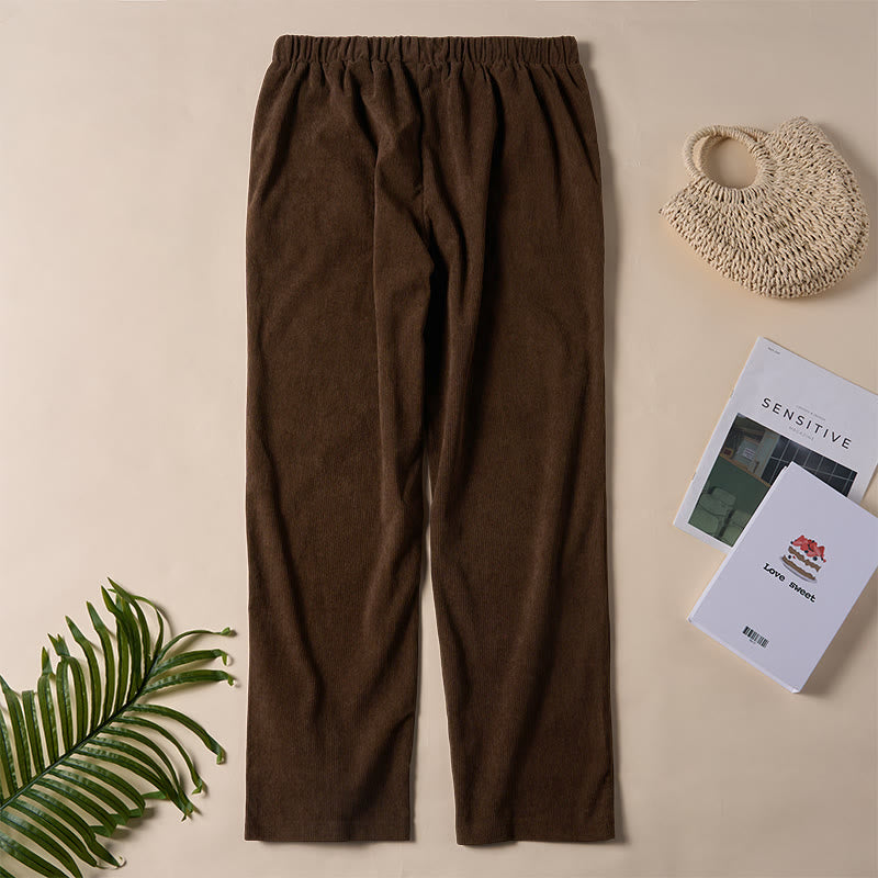 Women's Commute Pure Color Corduroy Pants With Pockets
