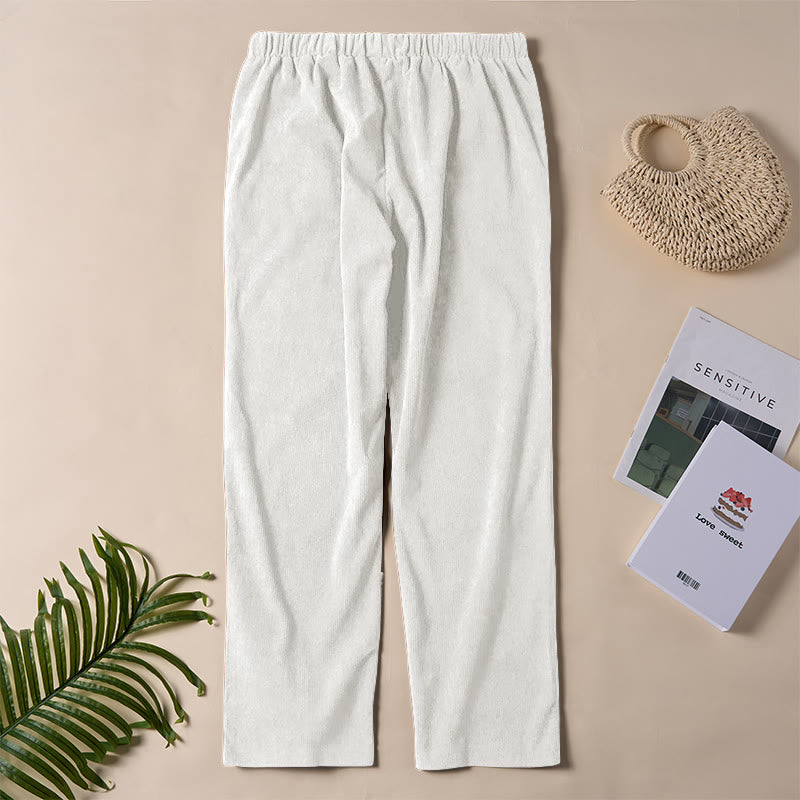 Women's Commute Pure Color Corduroy Pants With Pockets