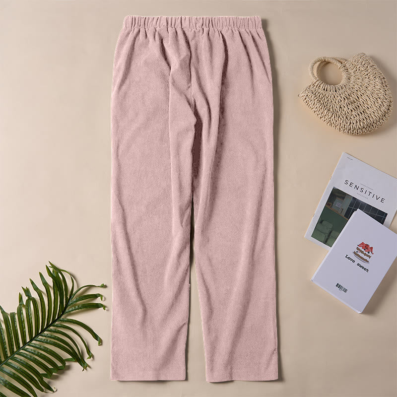 Women's Commute Pure Color Corduroy Pants With Pockets