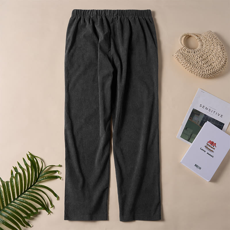 Women's Commute Pure Color Corduroy Pants With Pockets