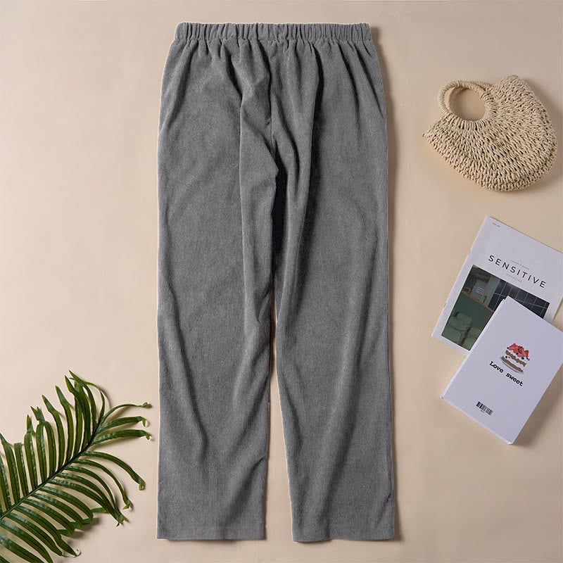 Women's Commute Pure Color Corduroy Pants With Pockets