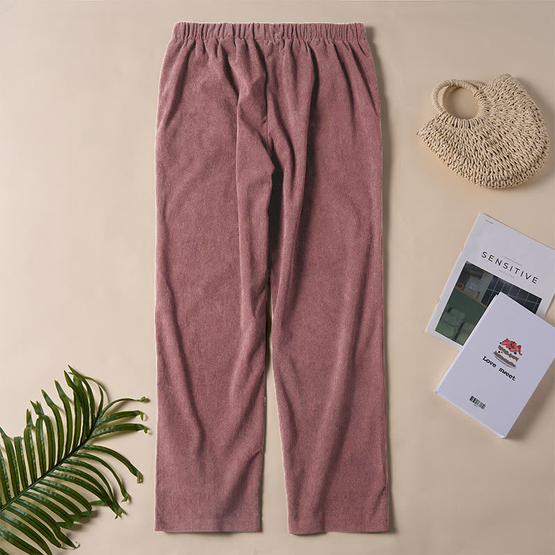 Women's Commute Pure Color Corduroy Pants With Pockets