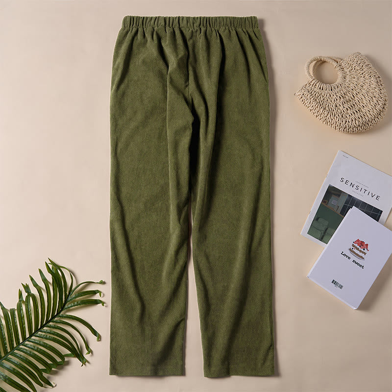 Women's Commute Pure Color Corduroy Pants With Pockets