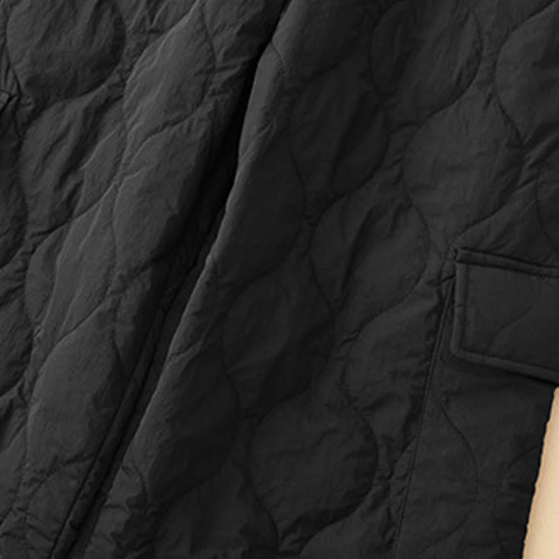Winter Curved Lines Elastic Waist Drawstring Cotton Thermal Women's Pants With Pockets