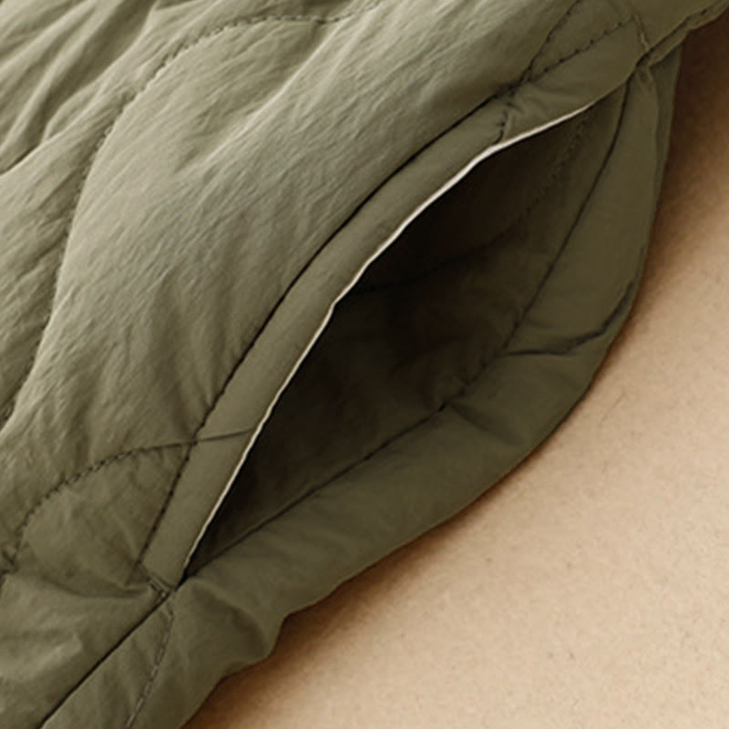 Winter Curved Lines Elastic Waist Drawstring Cotton Thermal Women's Pants With Pockets
