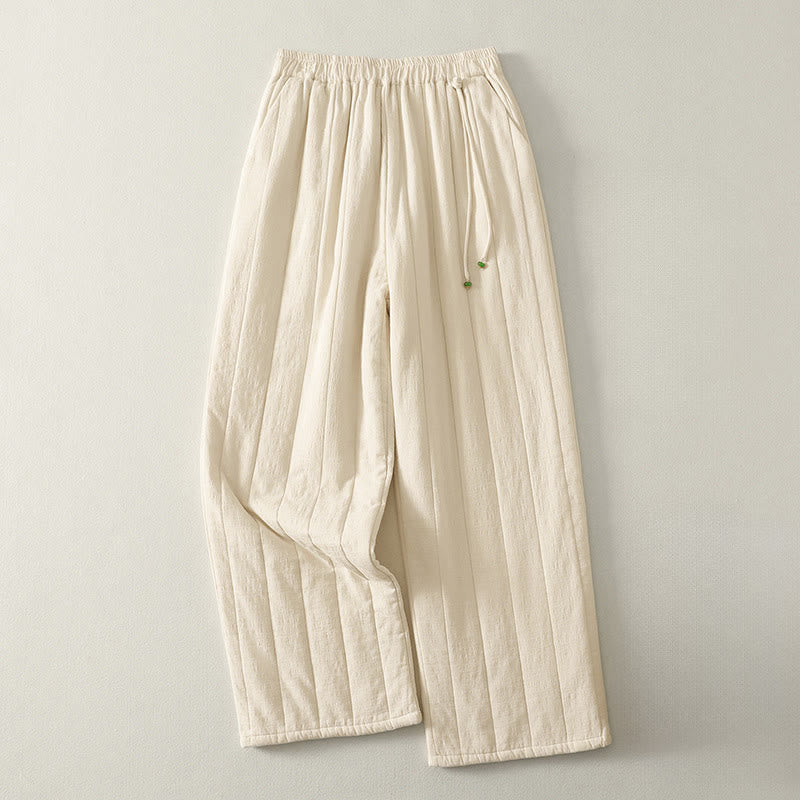 Plain Cotton Polyester Thick Women's Pants With Pockets