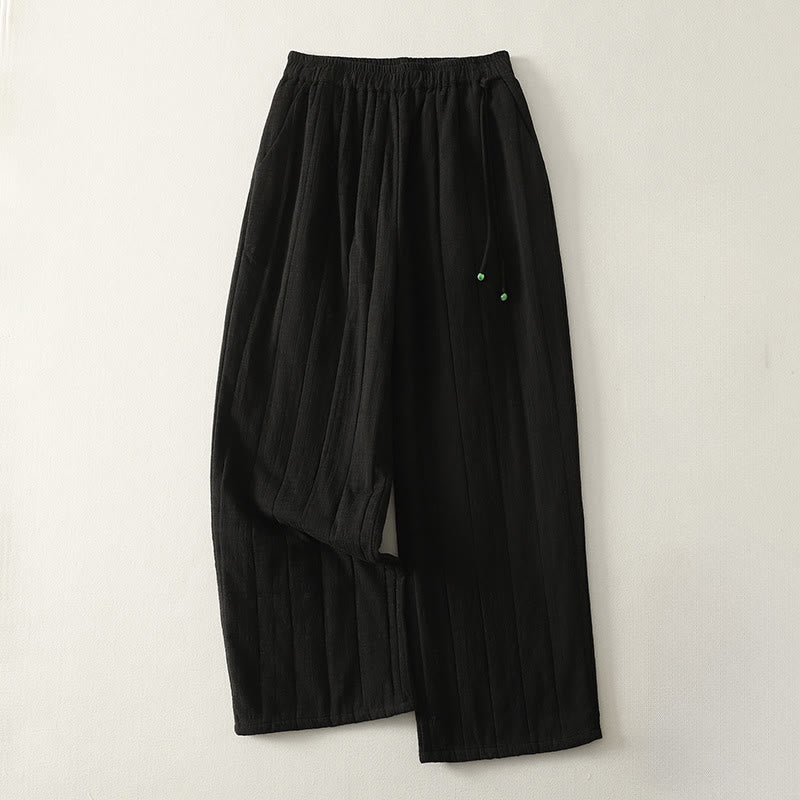 Plain Cotton Polyester Thick Women's Pants With Pockets