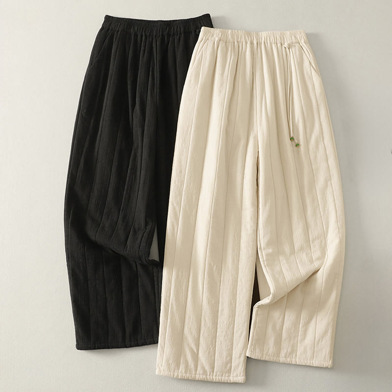 Plain Cotton Polyester Thick Women's Pants With Pockets