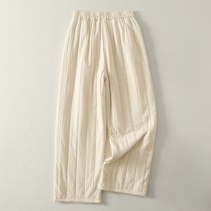 Plain Cotton Polyester Thick Women's Pants With Pockets