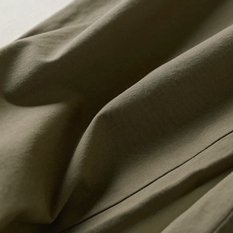 Fall Drawstring 7-8 Length Cotton Women's Cargo Pants With Pockets
