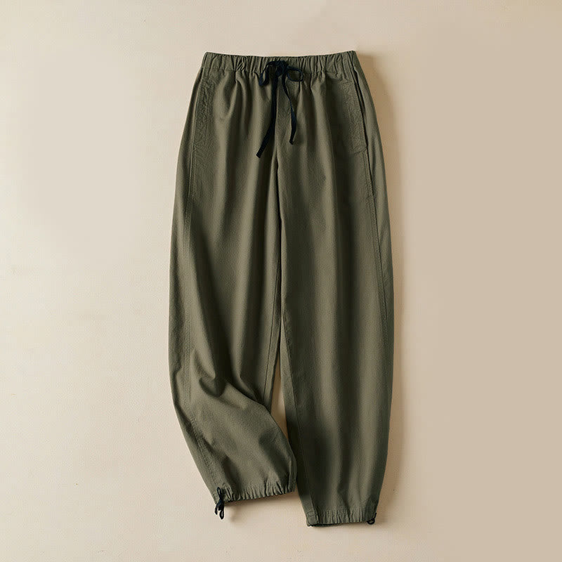Fall Drawstring 7-8 Length Cotton Women's Cargo Pants With Pockets