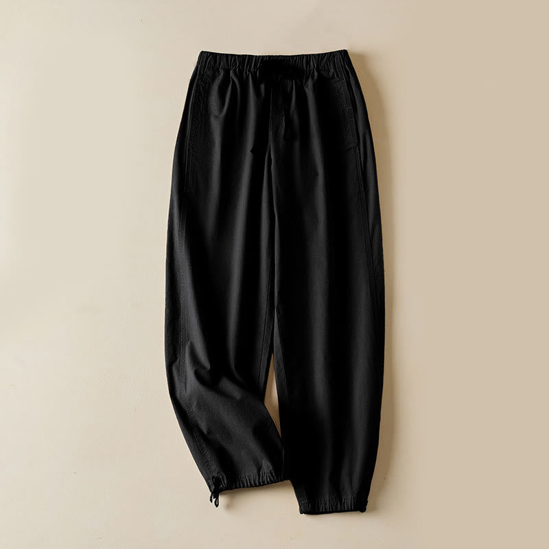 Fall Drawstring 7-8 Length Cotton Women's Cargo Pants With Pockets