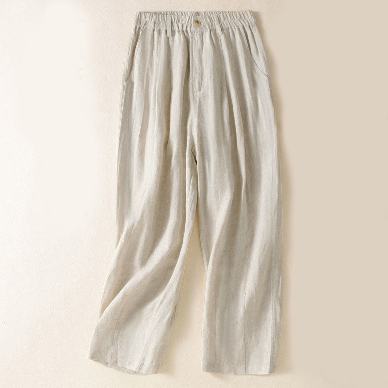 Summer Button Zipper Ankle-Length Women's Pants With Pockets