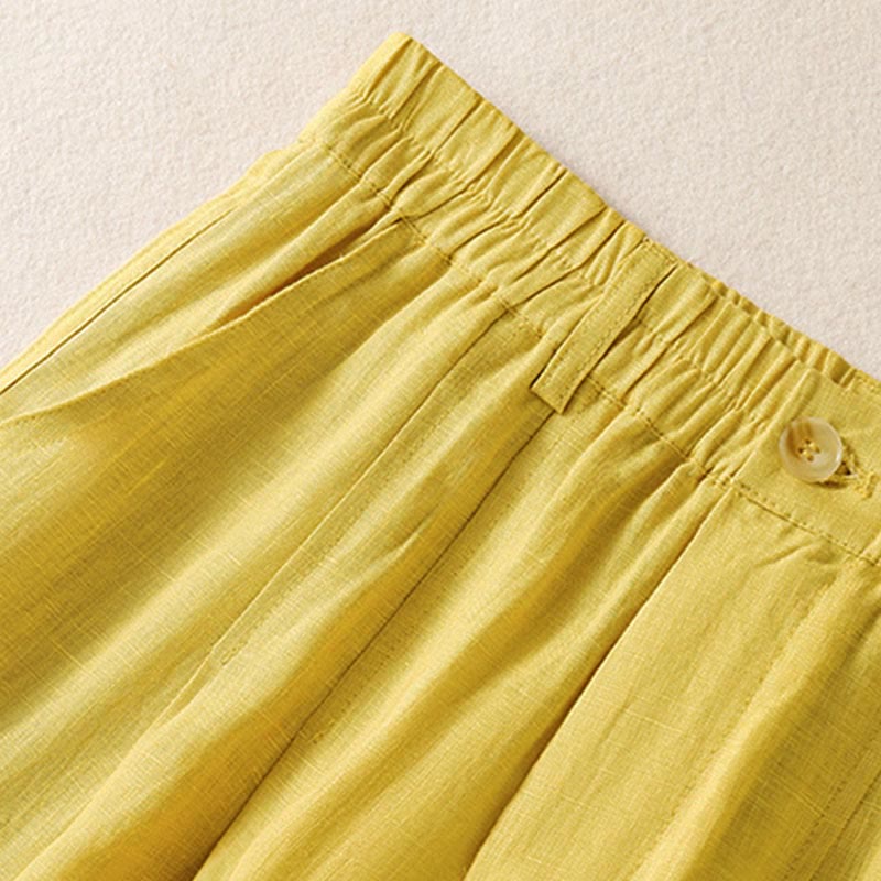 Summer Button Zipper Ankle-Length Women's Pants With Pockets