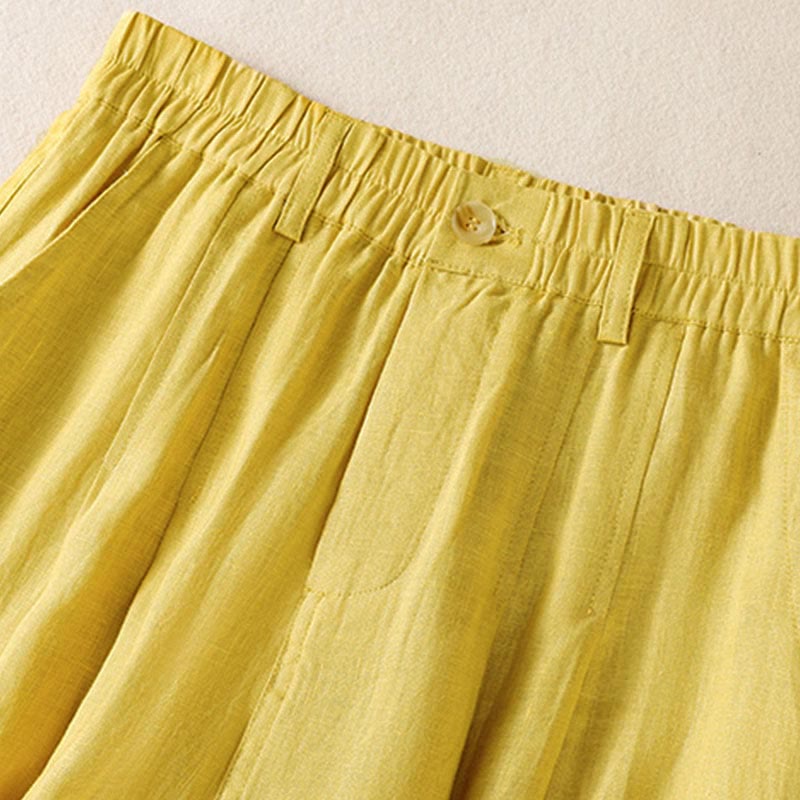 Summer Button Zipper Ankle-Length Women's Pants With Pockets